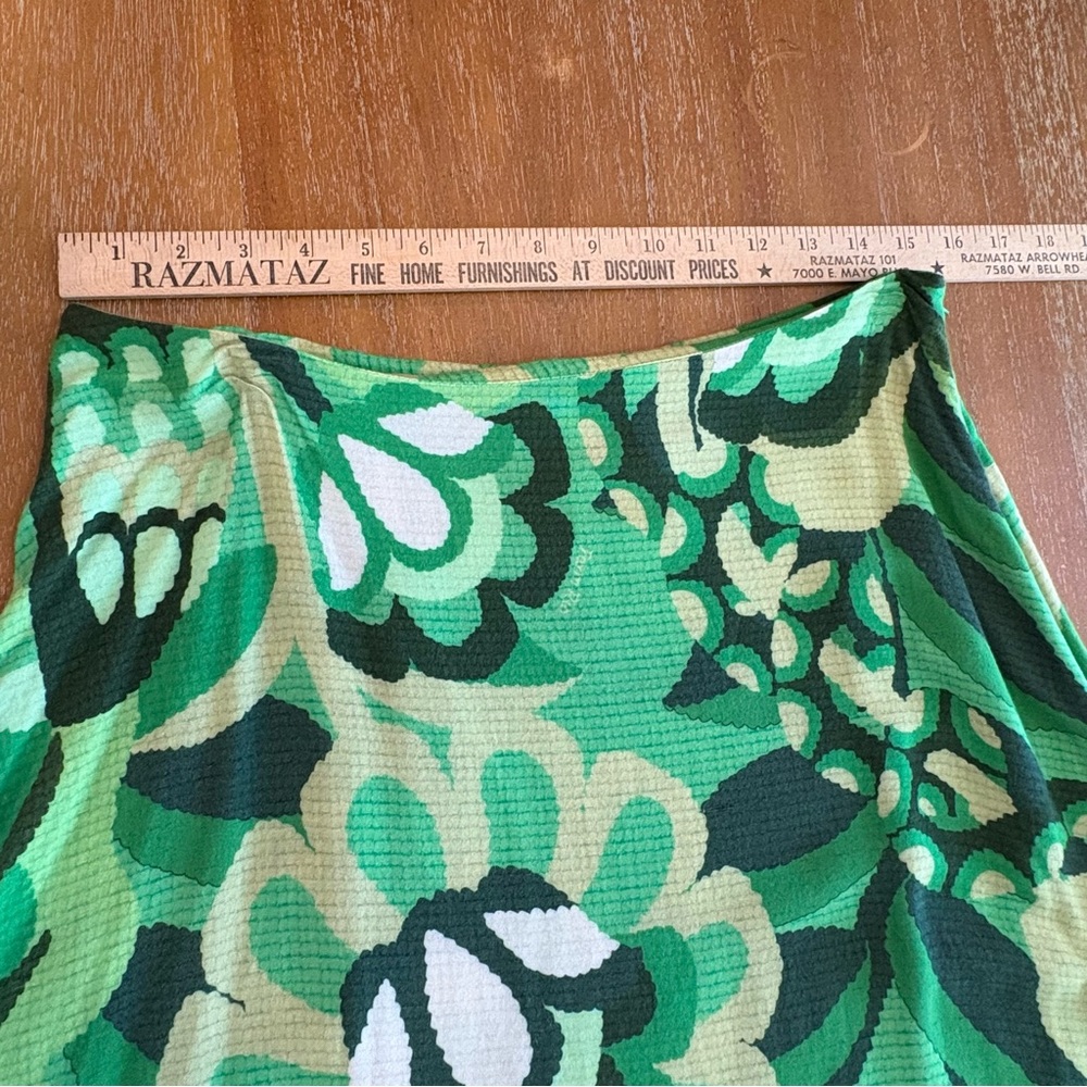 Anthro FARM Rio Green Floral Midi Skirt Size L Boho Tropical Print - Picture 10 of 11